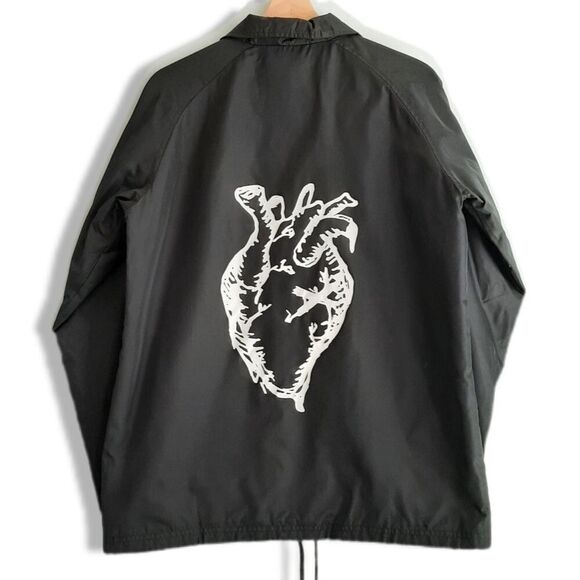 The Weeknd 2017 Tour XO Heart Logo Coach Windbreaker Jacket Shell B&W Sz S - Picture 1 of 16